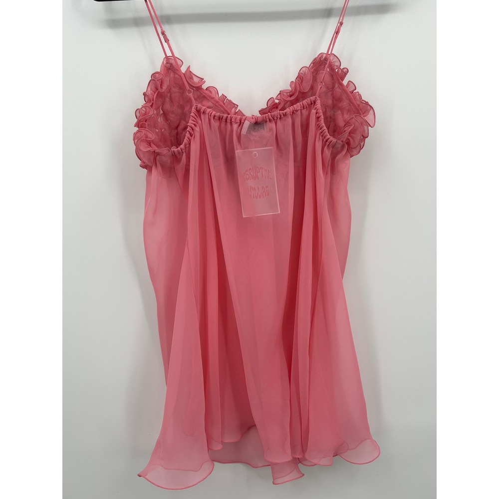 La Senza Lingerie Pink Ruffle Rosette Babydoll Chemise Sheer Nightgown Small - Picture 13 of 13